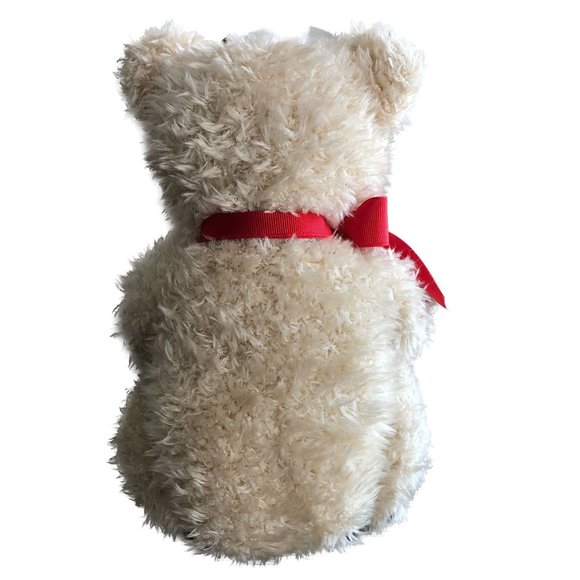 Animal Adventure Inc Beige Tan Bear Red Ribbon Bouquet of Roses 10" 2000 RETIRED - Picture 3 of 7